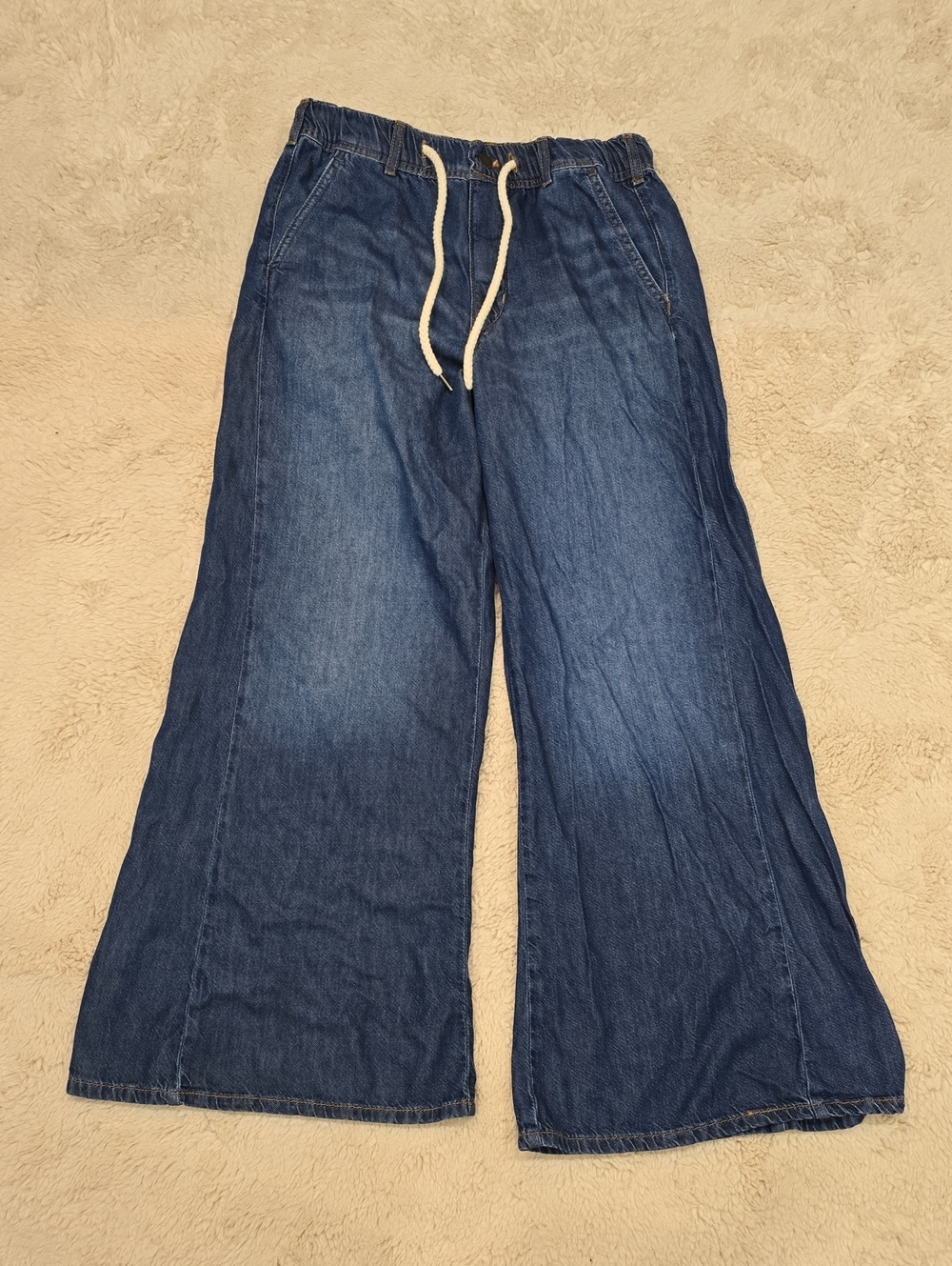 Pilcro Bootcut Jeans in Dark Blue with Drawstring